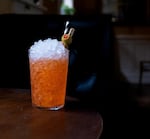 In this undated, provided photo, a Strawberry-Rhubarb Aperol Spritz by Pacific Standard is featured. The bar is a finalist for a 2025 national Spirited Award.