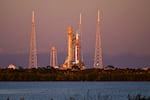 NASA has delayed the launch of its Artemis II lunar fly-by mission by at least a month. Testing of the rocket, shown here on the launch pad at the Kennedy Space Center in Florida last Sunday, revealed a number of issues. The launch, with four astronauts, would be the first crewed mission to the Moon in more than 50 years.