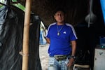 Orlando Martínez, from El Salvador, has been living at a migrant camp in Matamoros for more than a year. He says that he has not seen the flyers and that no one has told him to vote in U.S. elections.