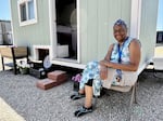 Fern Gatson-Rush outside the new tiny home she'll soon move into.