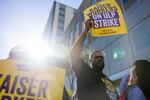 Michael Jones and others strike at the Kaiser Permanente Oakland Medical Center in Oakland, Calif., on Oct. 4, 2023. Full story here.