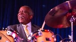 Mel Brown, a prominent jazz drummer in Portland, Oregon, plays every Thursday night at the Jack London Revue in downtown with his band, B-3 Organ Group.