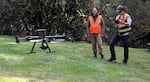 OSU student and staff fly a 3D mapping drone at Silver Falls State Park, April 24, 2024.