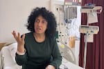Prominent Iranian human rights activist Narges Mohammadi in a hospital in Tehran, Iran on May 10, 2026.