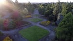 The patterned turf of the Axis Garden seen from the air.