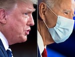 Trump and Biden held dueling town halls on Oct. 15, 2020: Trump with NBC News at the Perez Art Museum in Miami and Biden with ABC News at the National Constitution Center in Philadelphia.