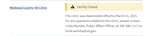 A screenshot from the VA.gov website shows the Wallowa County VA Clinic status as closed, April 21, 2025.
