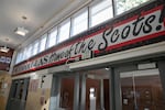 A painted banner on the entrance to David Douglas High School in Portland on Sept. 6, 2023. David Douglas High School's mascot "The Scot" is inspired by David Douglas, the botanist the Douglas fir tree is named after.