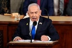 Israeli Prime Minister Benjamin Netanyahu speaks to a joint meeting of Congress at the Capitol in Washington, Wednesday, July 24, 2024.