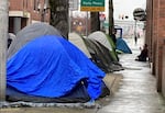 FILE: Tents line the entirety of some city blocks in Portland's Old Town on March 23, 2022.