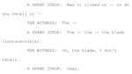 A transcript of the exchange about Lane Martin's folding knife between a grand juror and Portland Police Officer Gary Doran.