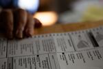 Skyler Brown-Evans votes for Kamala Harris and Janelle Bynum in the 2024 election in Bend, Ore., on Oct. 24, 2024.