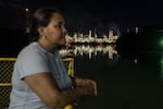 Velásquez poses near the oil refinery complex in Barrancabermeja.