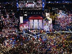 Balloons drop as the final day of the Republican National Convention ends. 