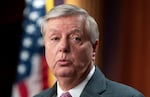 Sen. Lindsey Graham, R-S.C., speaks during a news conference at the Capitol in Washington, Friday, July 30, 2021, before announcing on Monday that he'd tested positive for COVID-19.