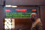 Sen. James Manning, D-Eugene, speaks on the Senate floor at the Capitol in Salem, Ore., on April 30, 2019.