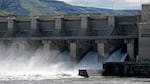 FILE - Water moves through a spillway of the Lower Granite Dam on the Snake River near Almota, Wash., April 11, 2018.