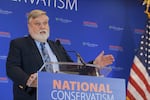 FILE: Douglas Wilson, Senior Minister of Christ Church, Moscow, Idaho, speaks at the National Conservatism Conference, Thursday, Sept. 4, 2025, in Washington, D.C.