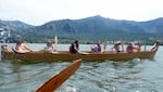 The intertribal canoe journey, Paddle to Muckleshoot, returned in July 2023 after a three-year break due to the pandemic. Crews aboard canoes from the Confederated Tribes of Warm Springs and the Quinault Tribes splash and smile in the Columbia River, on one day's leg of the nearly 500-mile trip to celebrate and revive indigenous canoe cultures. July 19, 2023.