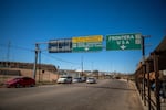 Cars drive south from the port in Nogales, Sonora, Mexico on Wednesday, March 27, 2024.