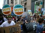 People rally to end fossil fuels in New York Sunday ahead of the 78th United Nations General Assembly and Climate Ambition Summit.