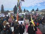 Protesters in Burns, Oregon march toward the home of Dwight Hammond, a local rancher convicted of arson on federal land. The Jan. 2 protest was peaceful, but ended with a group of militiamen occupying the Malheur National Wildlife Refuge.