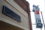 The new electronic message board next to the old historic Eagles sign in downtown Pendleton. 