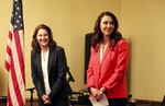 Democrat Carolyn Long, left, and U.S. Rep. Jaime Herrera Beutler met at a Sept. 18, 2018 debate in Woodland, Washington.