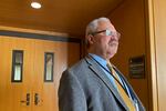 Oregon state Sen. Lew Frederick stands outside a committee hearing room in the Capitol building in Salem, Ore., on Tuesday, Feb. 14, 2023.