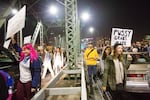 A third night of protests took place in Portland on Nov. 10, 2016, as crowds demonstrated against the election of Donald Trump as well as other issues.