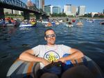 Librarian Matt Stefanik decided to enjoy the eclipse from the comfort of his inner tube in downtown Portland. 