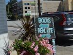 A look at the sign outside Atlanta Vintage Books in Brookhaven, Ga.