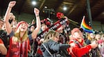 The Portland Thorns celebrate their 2017 NWSL championship with fans at Providence Park Sunday, Oct. 15, 2017.