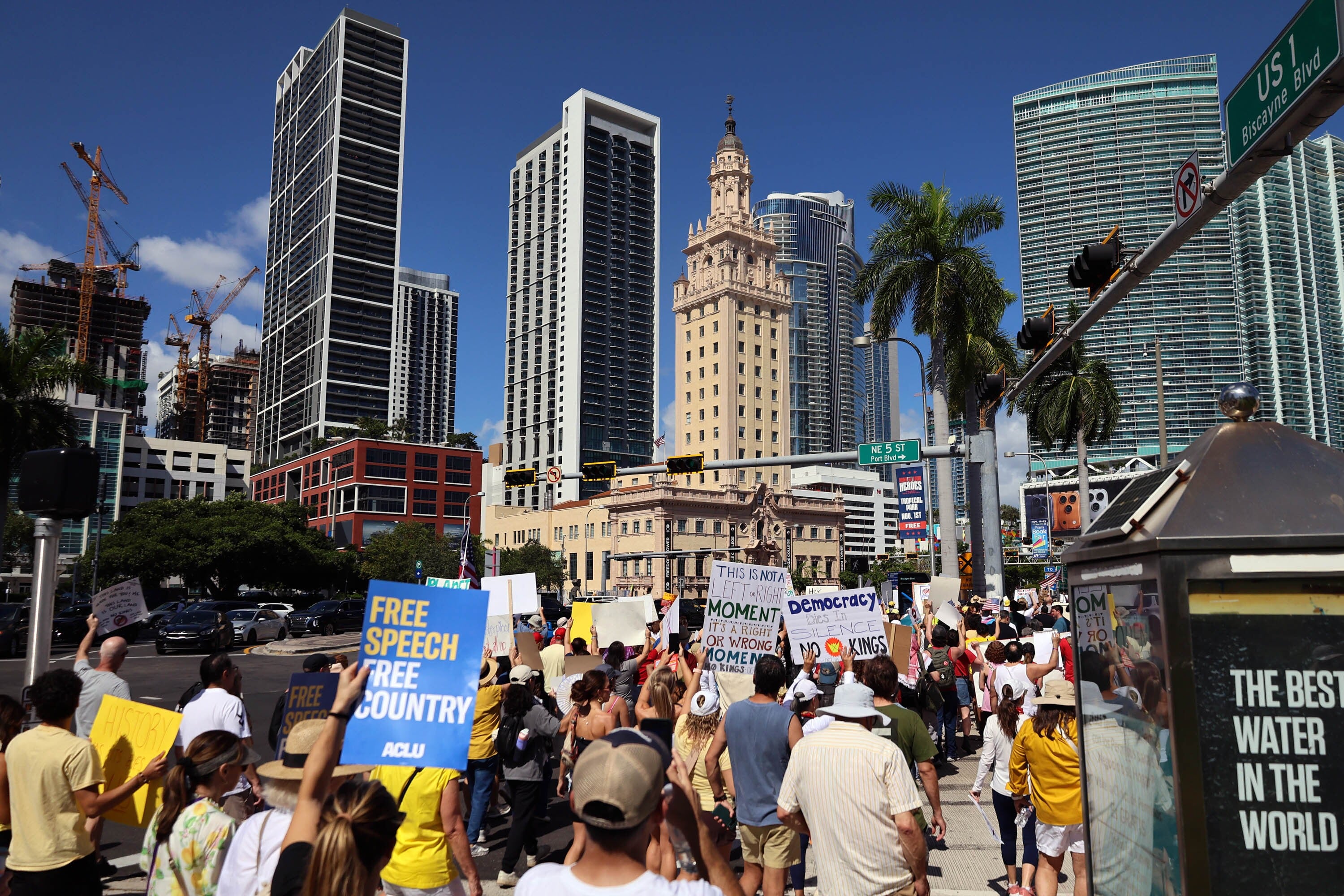 Protestors marched through downtown Miami.