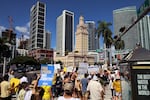 Protestors marched through downtown Miami.