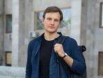 Belarusian conductor Vitali Alekseenok, who has been the artistic director for the Kharkiv Music Fest for the last three years, poses for a portrait in a park in Kharkiv, Ukraine, on May 27.