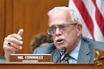FILE - Ranking member Rep. Gerald Connolly, D-Va., speaks, April 19, 2023, on Capitol Hill in Washington.