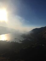 Smoke from a fire near Memaloose State Park fills the Columbia River Gorge.