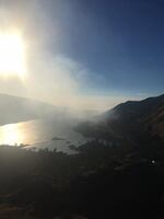 Smoke from a fire near Memaloose State Park fills the Columbia River Gorge.
