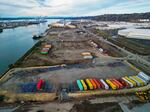 Puyallup tribal property in the Port of Tacoma where Tahoma Global Logistics is located, including the site where final assembly of Skip Technology's flow batteries will take place. This photo taken in January 2023 shows the tribe’s port property as it was shortly before the Emerald Queen Riverboat was sold. Since then, the tribe has been developing the property.