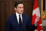 Conservative Party leader Pierre Poilievre has built a sizeable lead in the race to be Canada's next prime minister. He's seen here in December, speaking at a news conference in Ottawa.