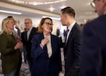 Ellen Rosenblum and Dan Rayfield at the Democratic election night party held at the Hilton in Portland, Ore., Nov. 5, 2024.