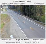 An ODOT road camera shows Oregon Route 6 in April