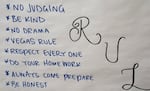A list of rules are posted in the salon.
