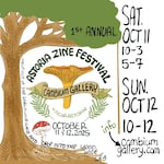 The Astoria Zine Festival flier invites participants to "drop out of the worldwide web and drop in to the wood wide web."
The event takes place Oct 11-12, at the Cambium Gallery.