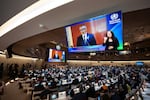 World Health Organization Director-General Tedros Adhanom Ghebreyesus addresses this year's World Health Assembly in Geneva on May 19 -- the first such gathering that the U.S. has not attended in nearly 80 years, following President Trump's pledge to withdrawm from WHO.