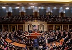 President Trump speaks during an address to a joint session of Congress on Tuesday night.