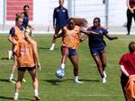 Jaedyn Shaw of Team USA controls the ball during a soccer training session Wednesday at Francis Turcan Stadium near Marseille, France.