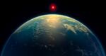 This artist's impression depicts what a water world with a hydrogen atmosphere, such as planet K2-18b, might look like.