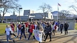 Medford students walked out of class Friday, March 3, 2018, to protest violence in schools.